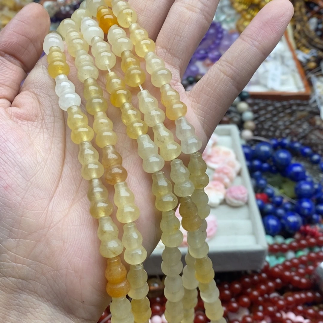 玛瑙/玉髓未镶嵌珠宝半成品一条天然8×14黄金丝玉葫芦