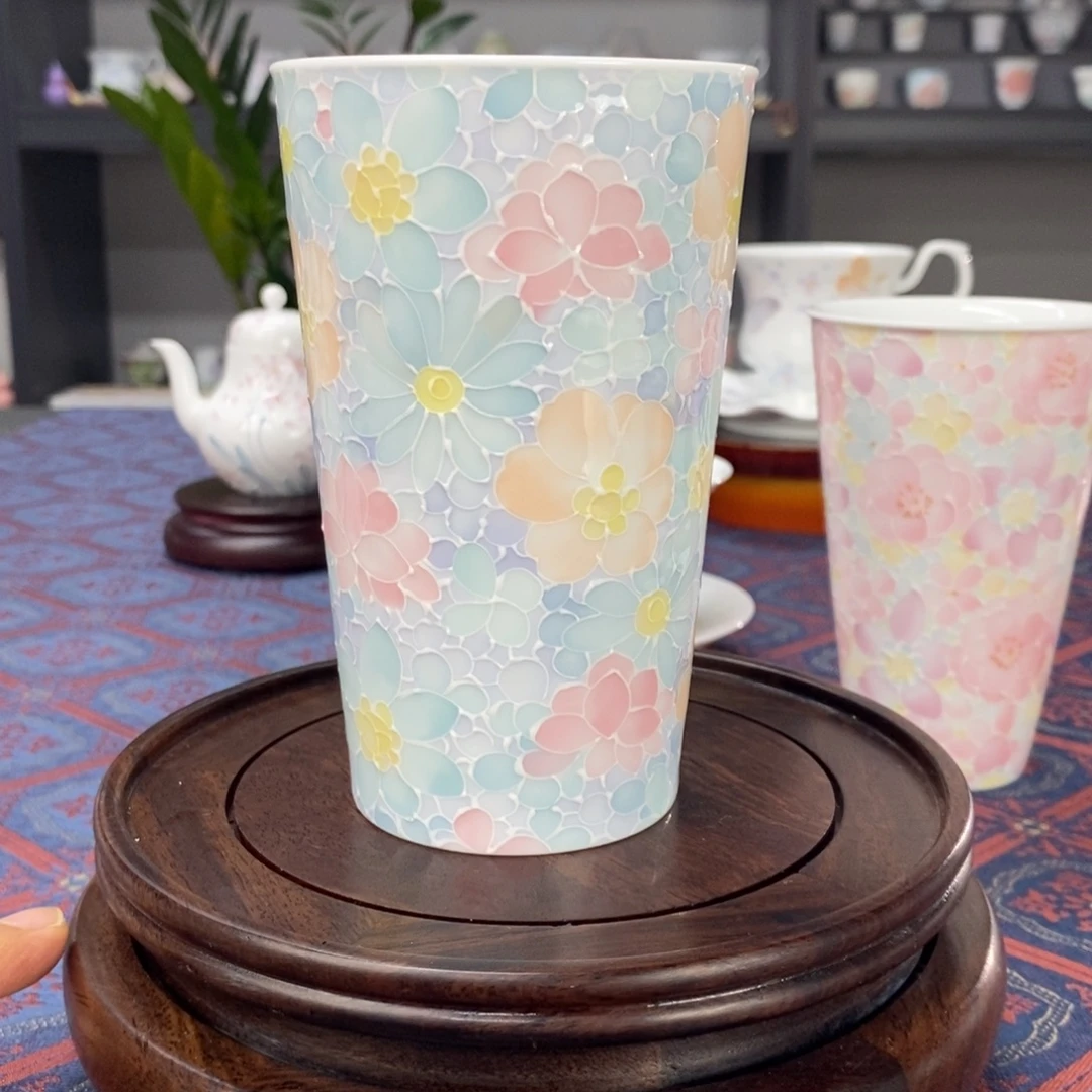 万花釉下手绘品茗杯