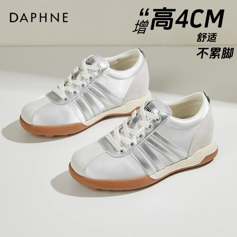 达芙妮4cm厚底德训鞋女2025新款复古平底内增高阿甘鞋运动休闲鞋