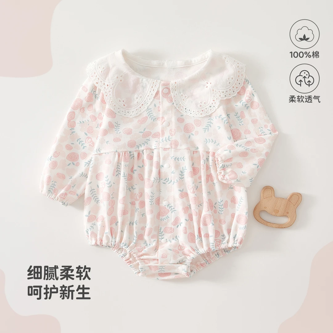 女公主哈衣纯棉包屁衣包屁衣花边春秋秋季婴儿夏季衣服宝宝
