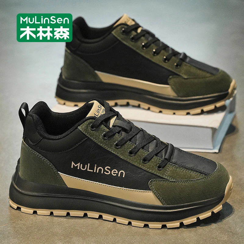 木林森高帮鞋男2025新款秋季休闲运动老爹鞋中帮男士潮鞋增高板鞋