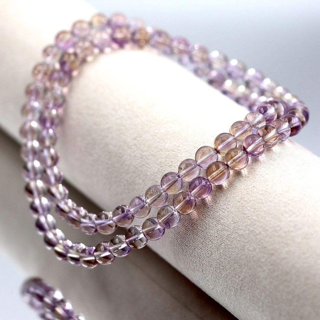 天然老矿全净玻璃体紫黄共生水晶手串ZL3665-多样性发一