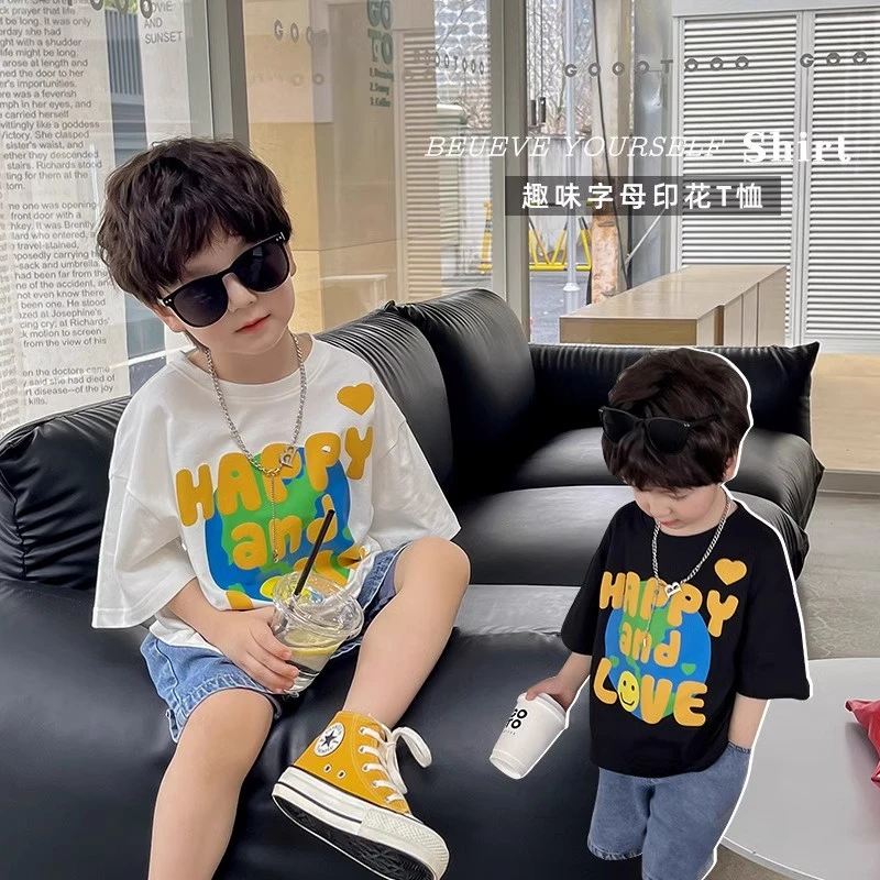 【耀选专属】男童短袖T恤2025男孩上衣酷帅宝宝t潮新款中小童洋气