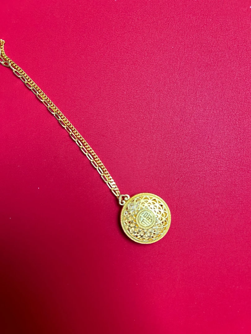 足银银制品  足银吊坠 小号八宝罗盘项链 包厚金工艺 足银999套链