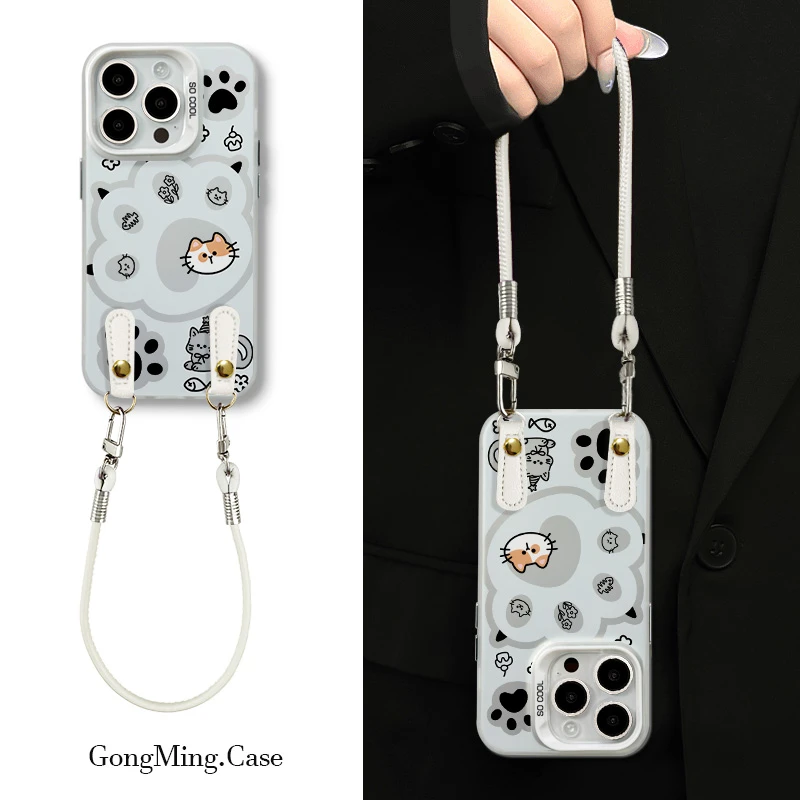 可爱大猫爪彩银壳适用于iPhoneiPhone苹果16手机壳华为oppo小米手