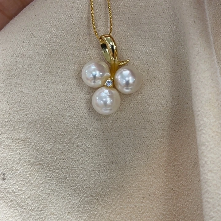 吊坠(不含链)银S925镶嵌海水珍珠7-8mm82号