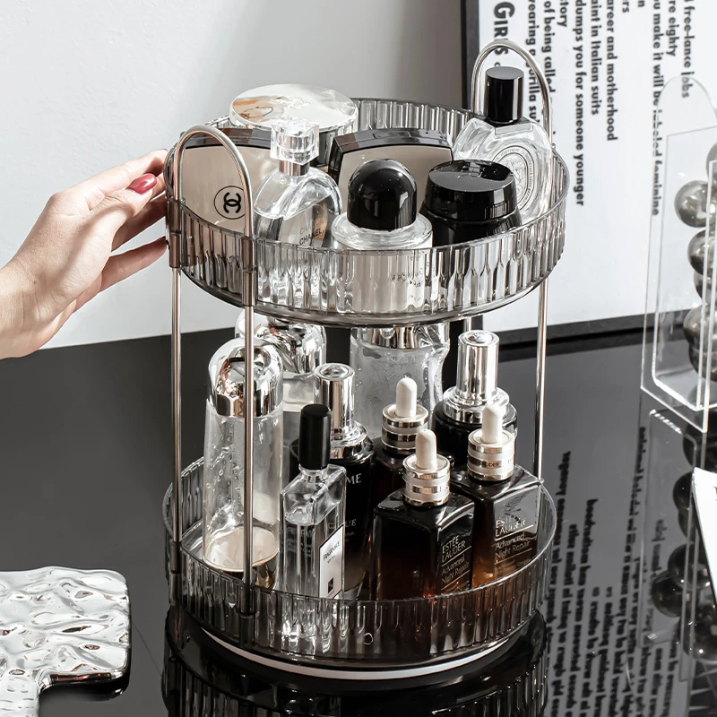化妆刷收纳筒旋转梳妆台化妆品收纳盒多层桌面口红眼影整理置物架