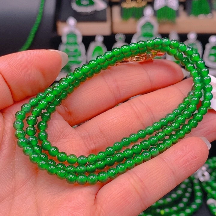 翡翠未镶嵌耳饰天然A货翡翠珠链卡4