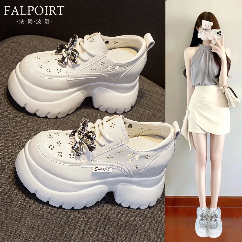 FALPOIRT松糕厚底增高乐福鞋女2025新款爆款花朵镂空休闲百搭单鞋