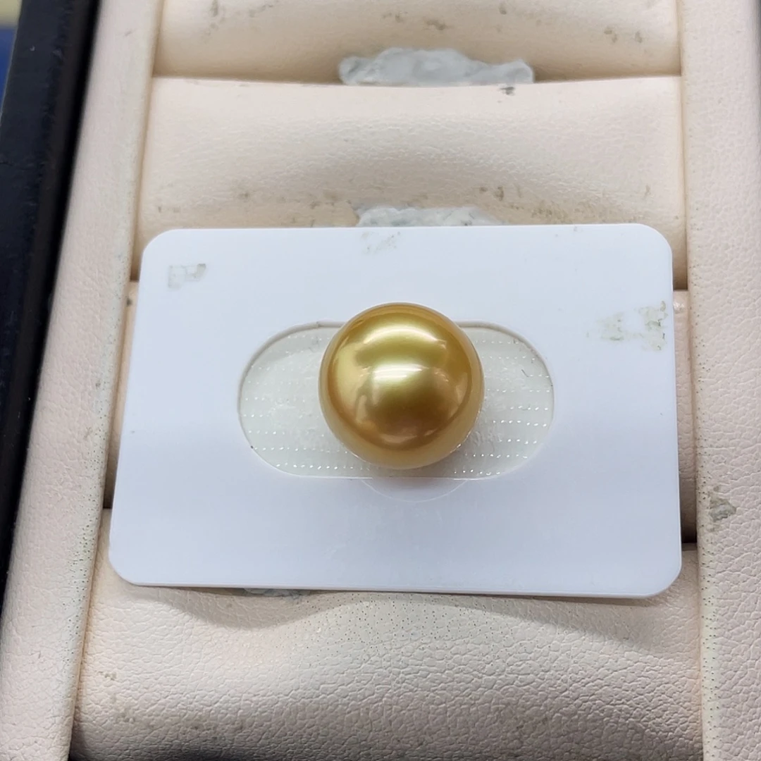 海水珍珠裸珠金珠浓金裸珠13.9mm