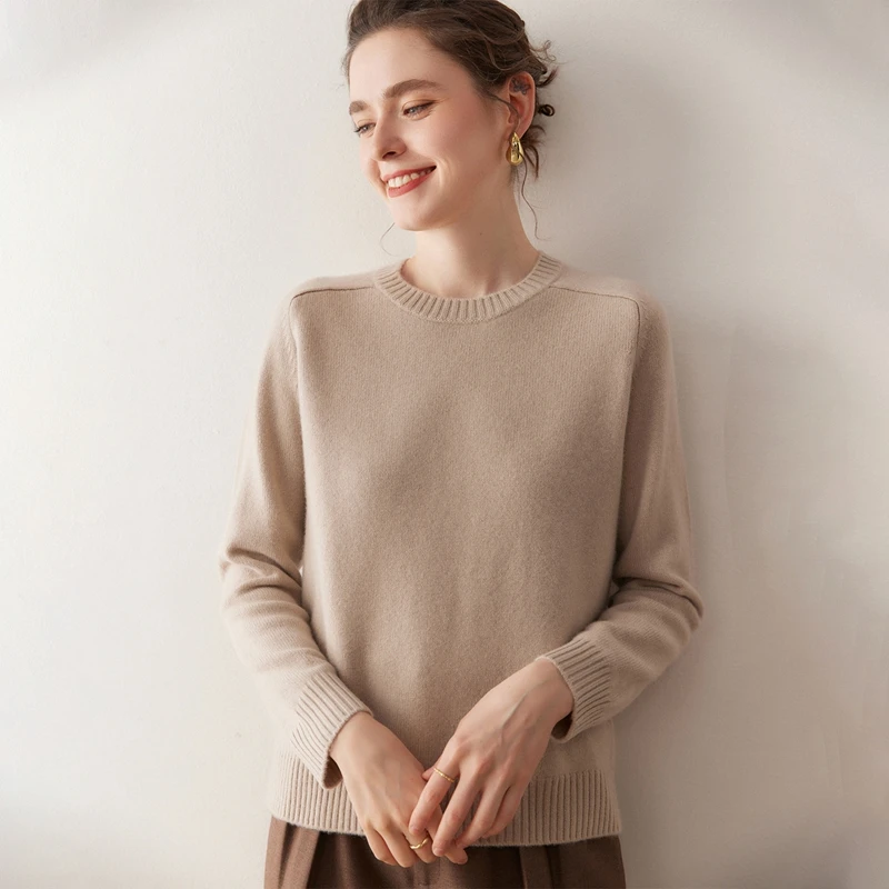 康赛妮Aurora纱线100%山羊绒经典圆领套衫H2511