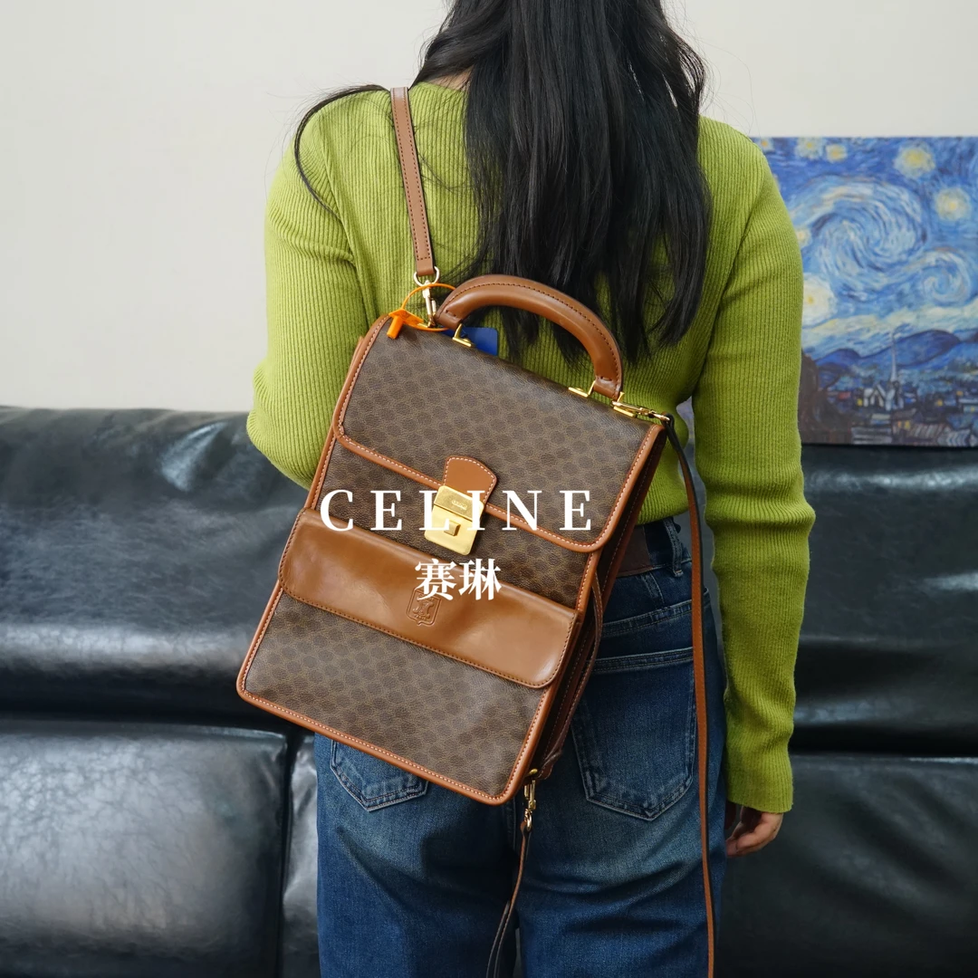 95新 Celine/思琳 老花双肩包/FYWJ08523065/3065
