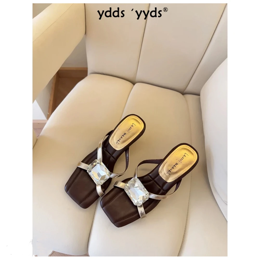 RAN/25初夏新款尖头蝴蝶结气质甜美百搭低跟软底包头凉鞋/跟高3CM