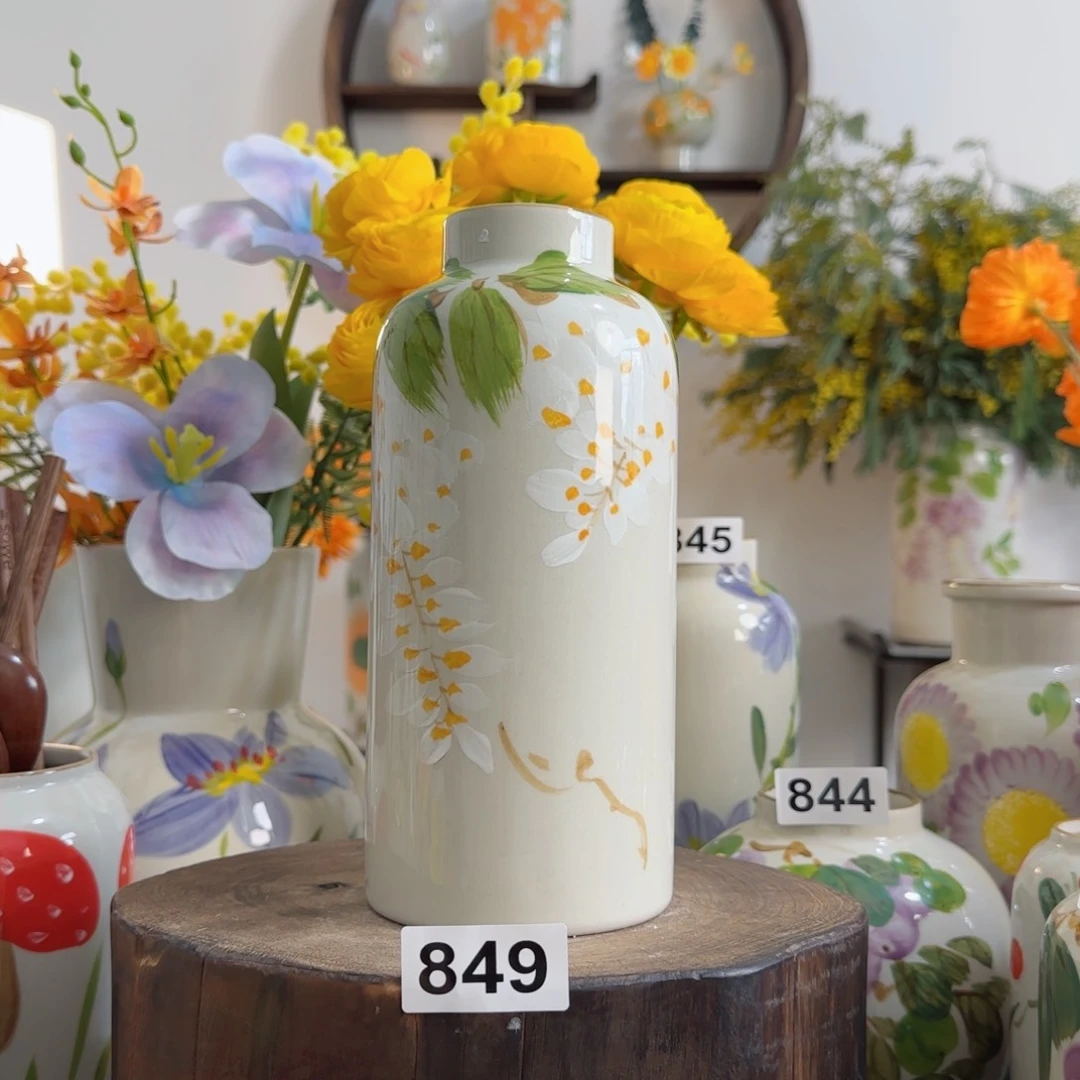 摆件景德镇陶瓷手绘小花瓶摆件无孔