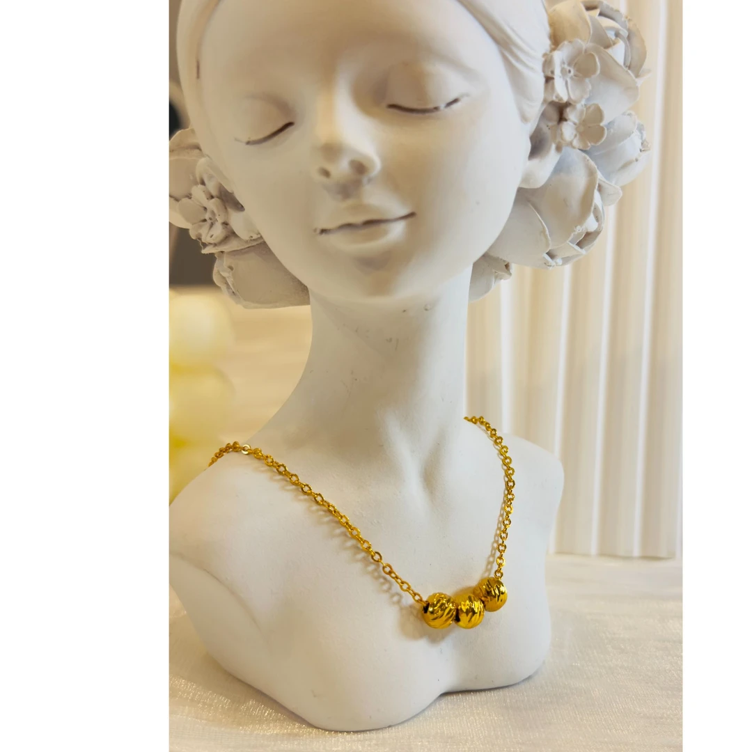 铜合金项链 菲纳孜金豆项链 女古风法式坠链简约个性百搭饰品精致