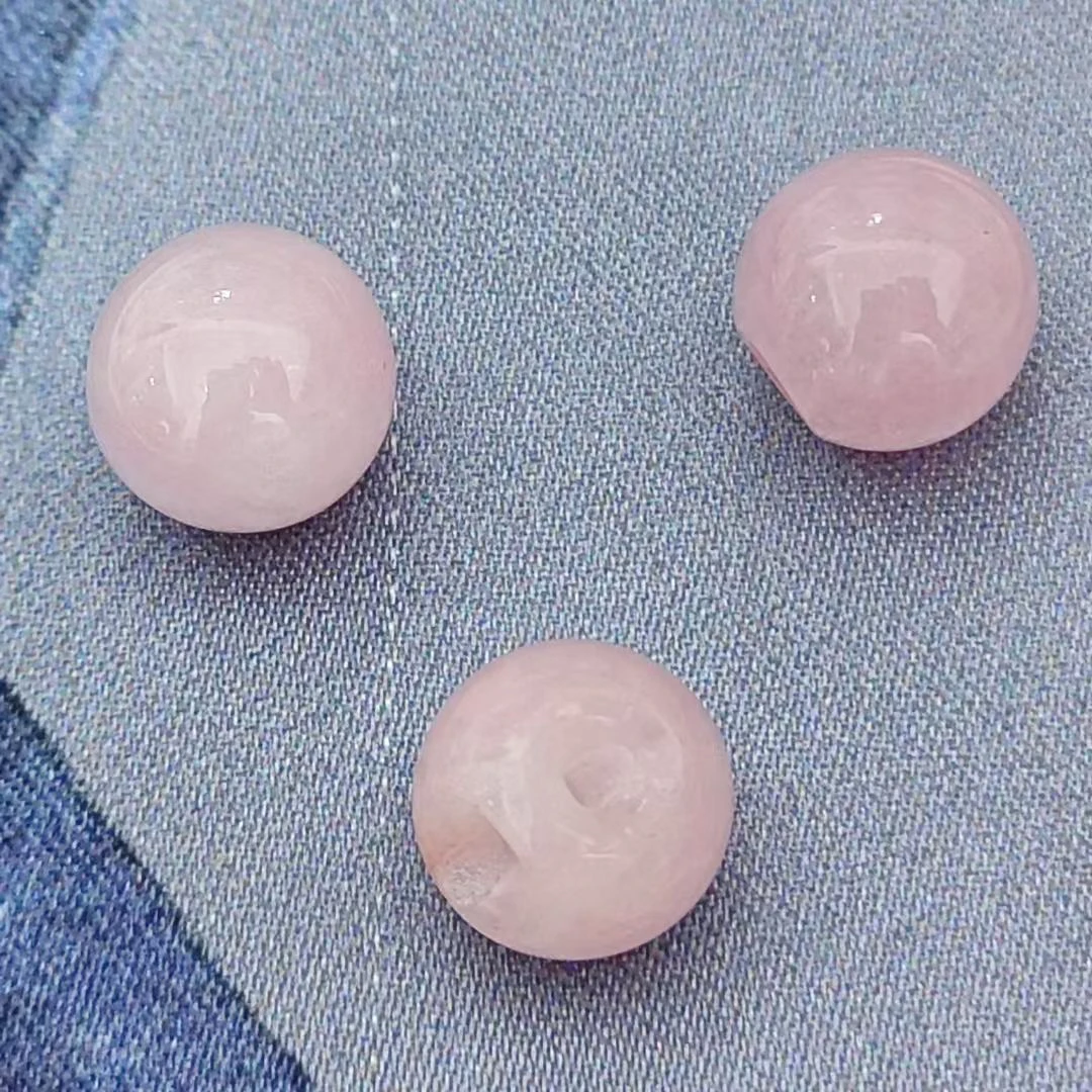 10mm天然石裸粉色侧孔玉石纽扣新中式国风旗袍马甲宋锦高端定制扣