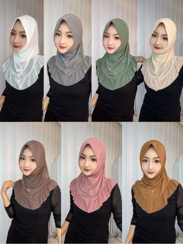 网纱荷叶边立体压线帽檐头套