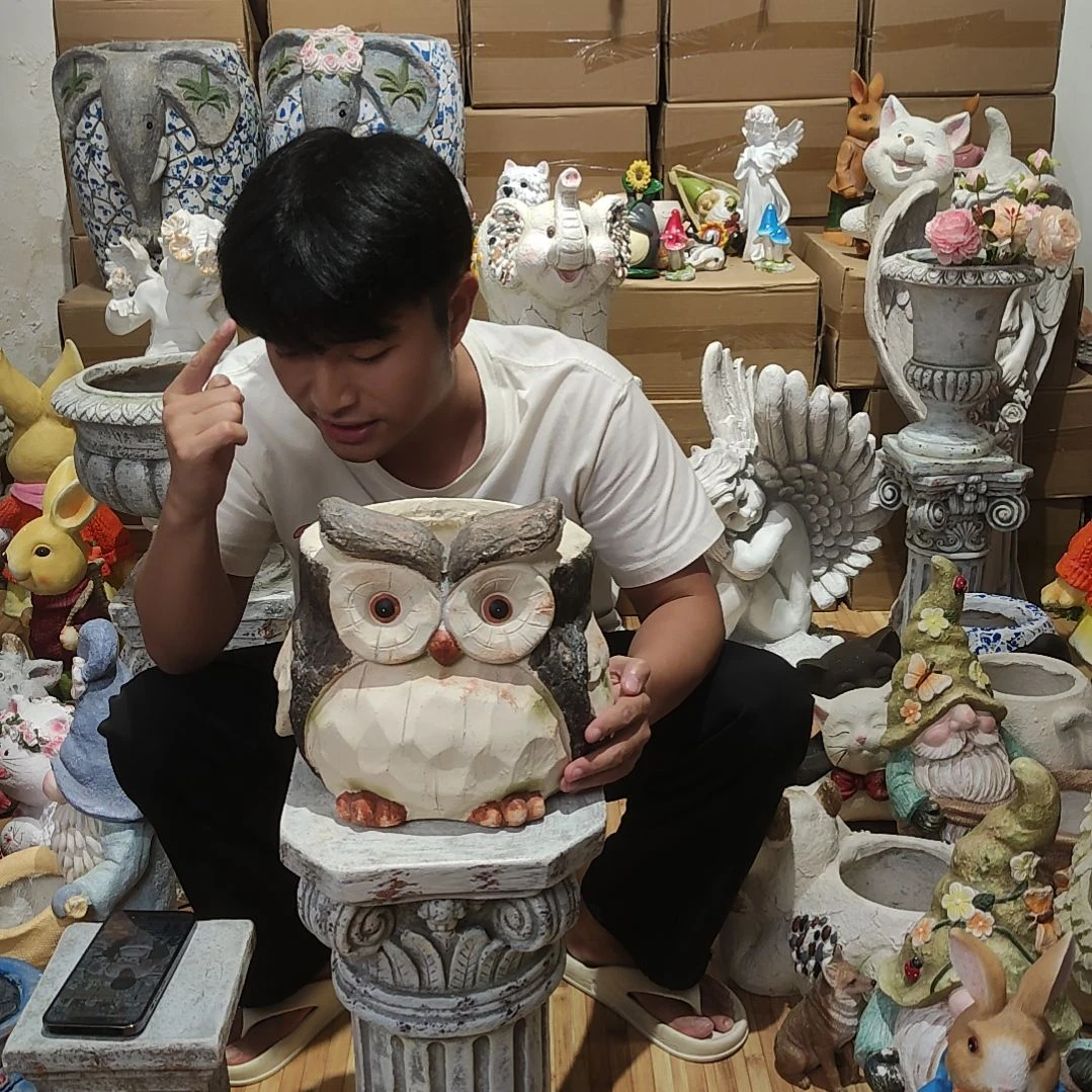 合成树脂猫头鹰花盆