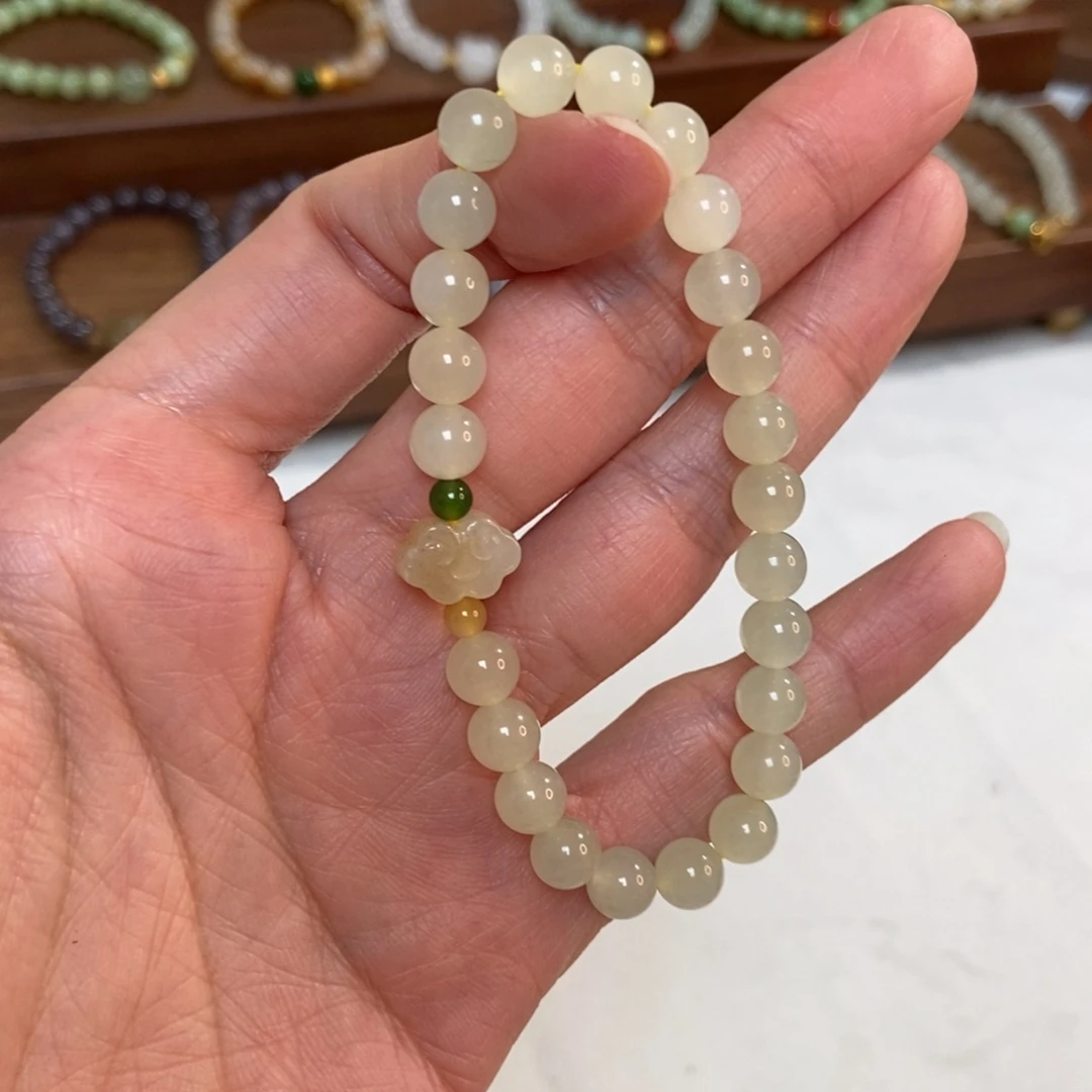 和田玉未镶嵌手链福利7mm蜂蜜水