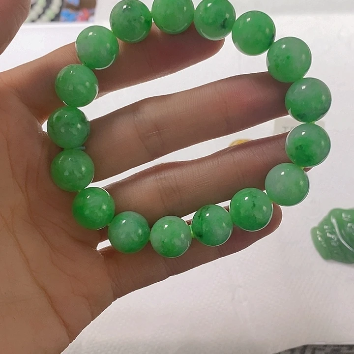 定制翡翠未镶嵌向**叶手链