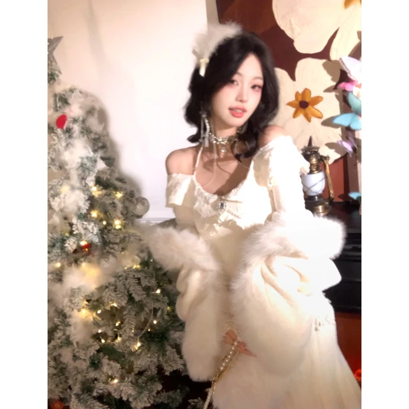 【no退no换半岛舞会玫瑰花纹蕾丝水钻弹力长袖收腰鱼尾连衣裙