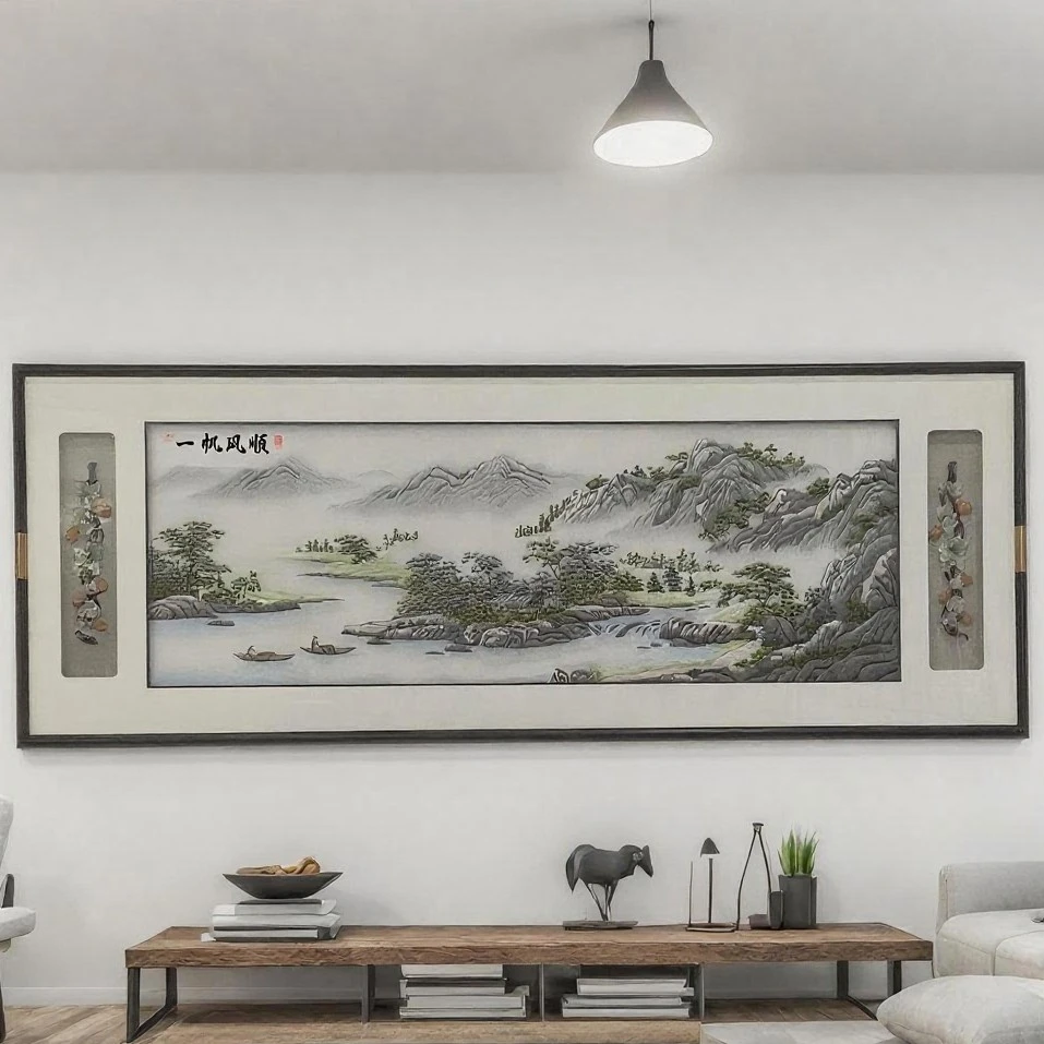 客厅玄关高端青山传统文化挂画清明山水桂林山水甲天下