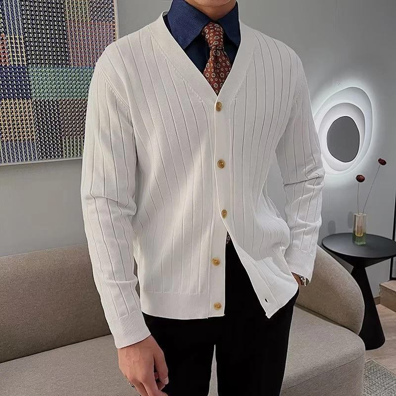 DeweLvum匠心制作！一眼就爱上!新款英伦风修身针织开衫毛衣外套男