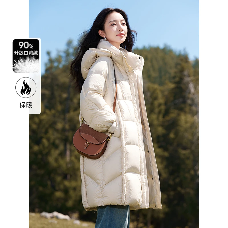 Y644695羽绒服 香影连帽羽绒服女中长款2024年冬季新