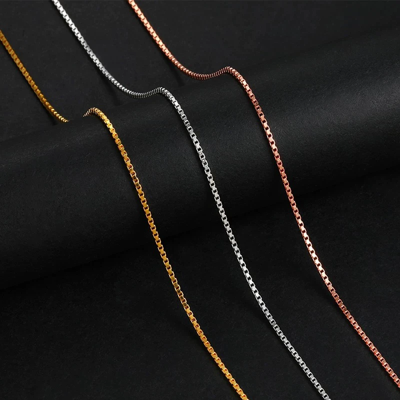 链子925银 S925银盒子链龙虾扣头45cm