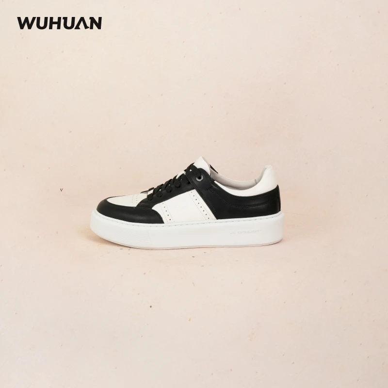 【黄晓明同款】WUHUAN商场同款牛皮商务休闲增高双足弓支撑小白鞋