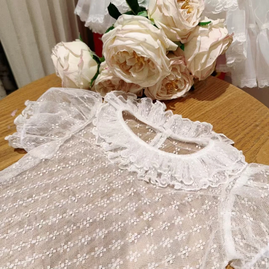 0133短袖蕾丝内搭新款纯色翻领柔软亲肤百搭衬衣打底衫