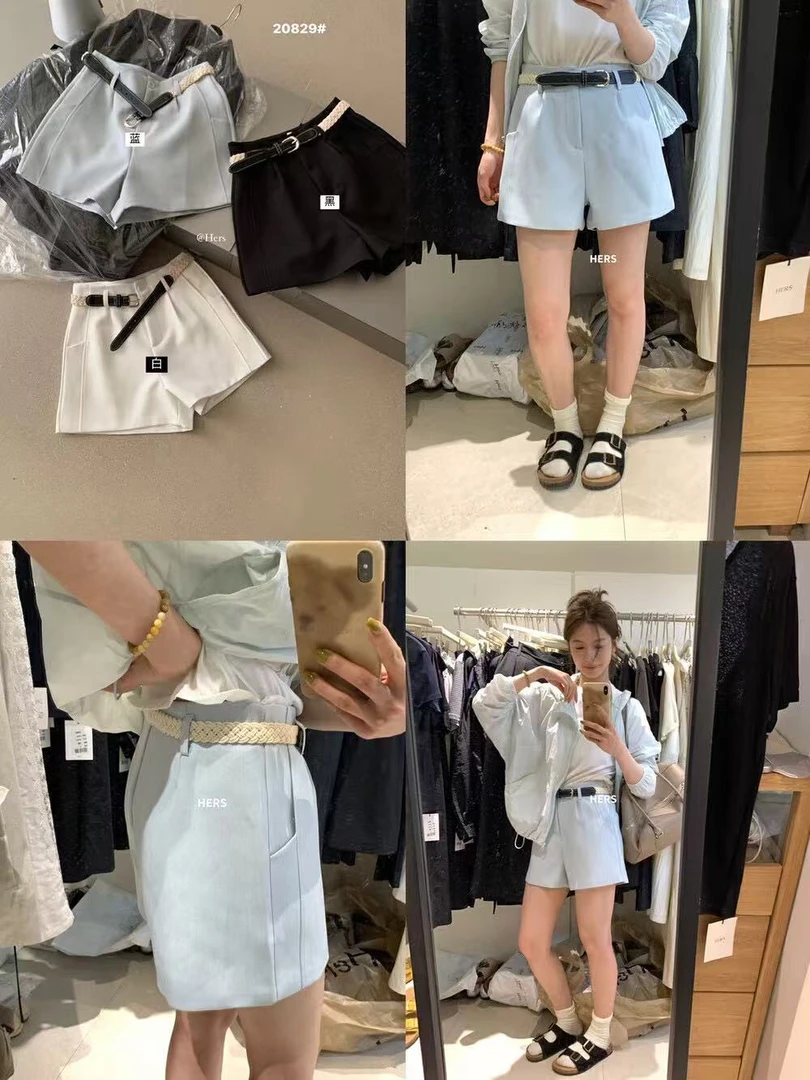 hers@20829 韩系简约日常百搭西装休闲短裤 6-14