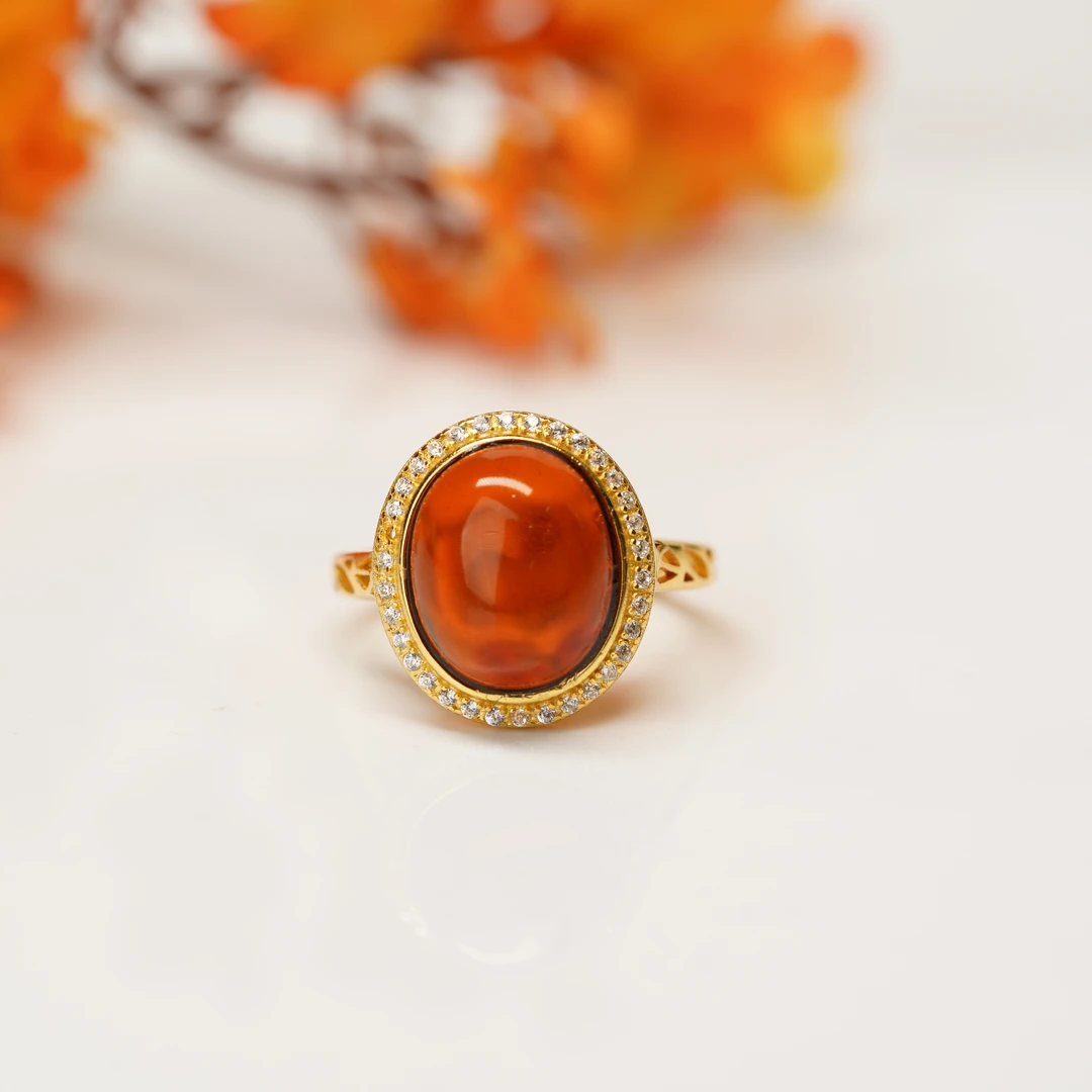 【小北好物】S925银琥珀戒指约9*11mm【多样性发一件】 QH03X960