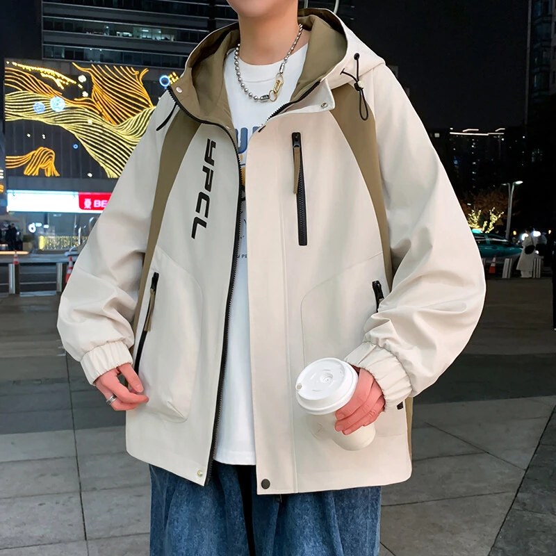 春秋新款青少年夹克男连帽港风工装韩版上衣学生宽松外套百搭潮流