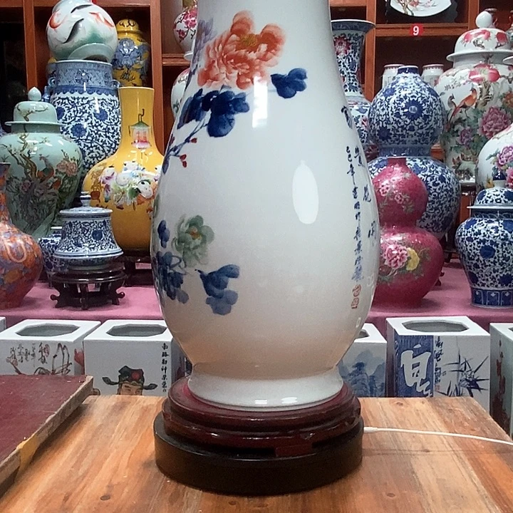 俊***店景德镇陶瓷手工手绘花瓶摆件