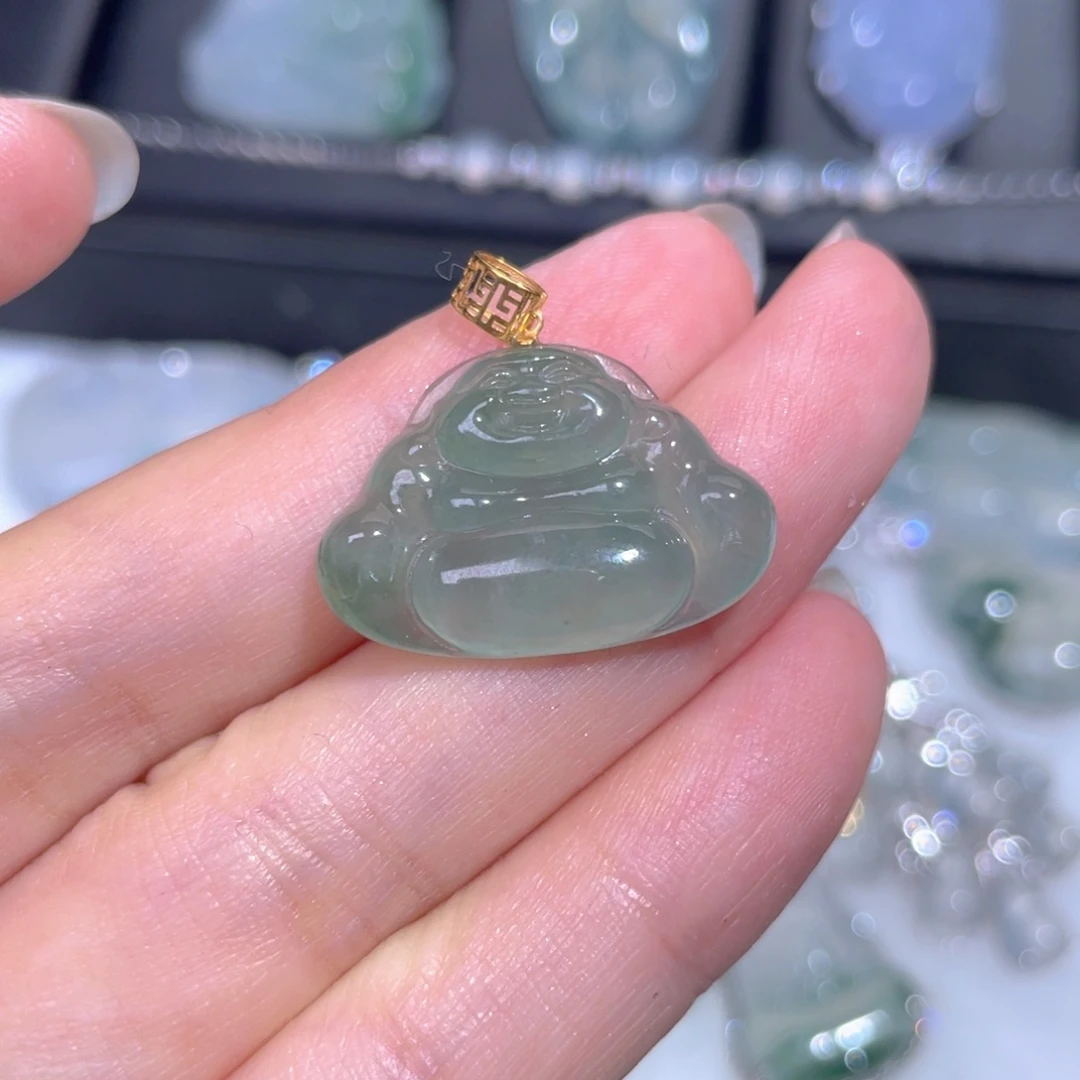 颈饰18K金镶嵌翡翠翡翠
