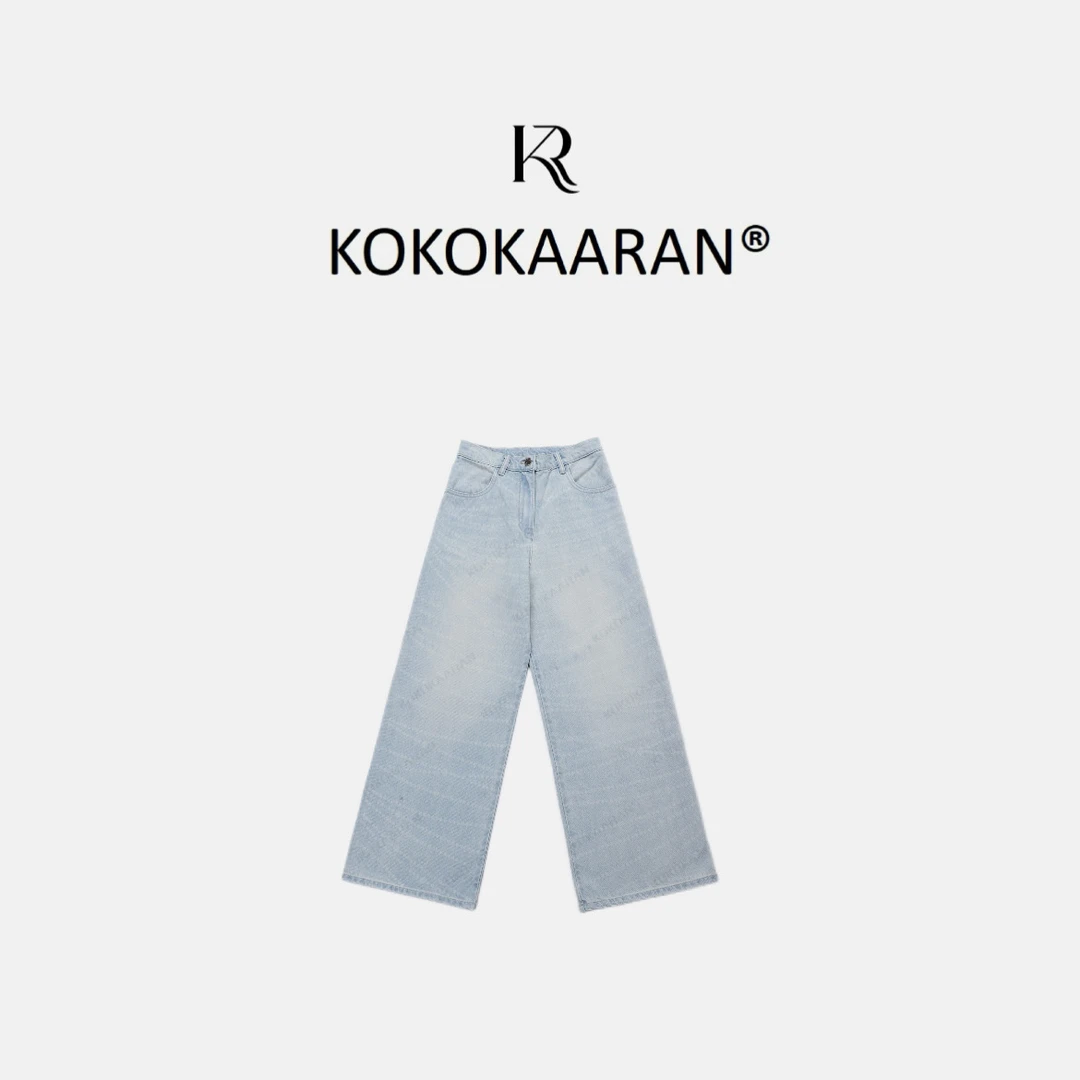 kokokaaran/可可咔伦 ‘’链条牛仔‘’25早春波点阔腿牛仔裤SH250120