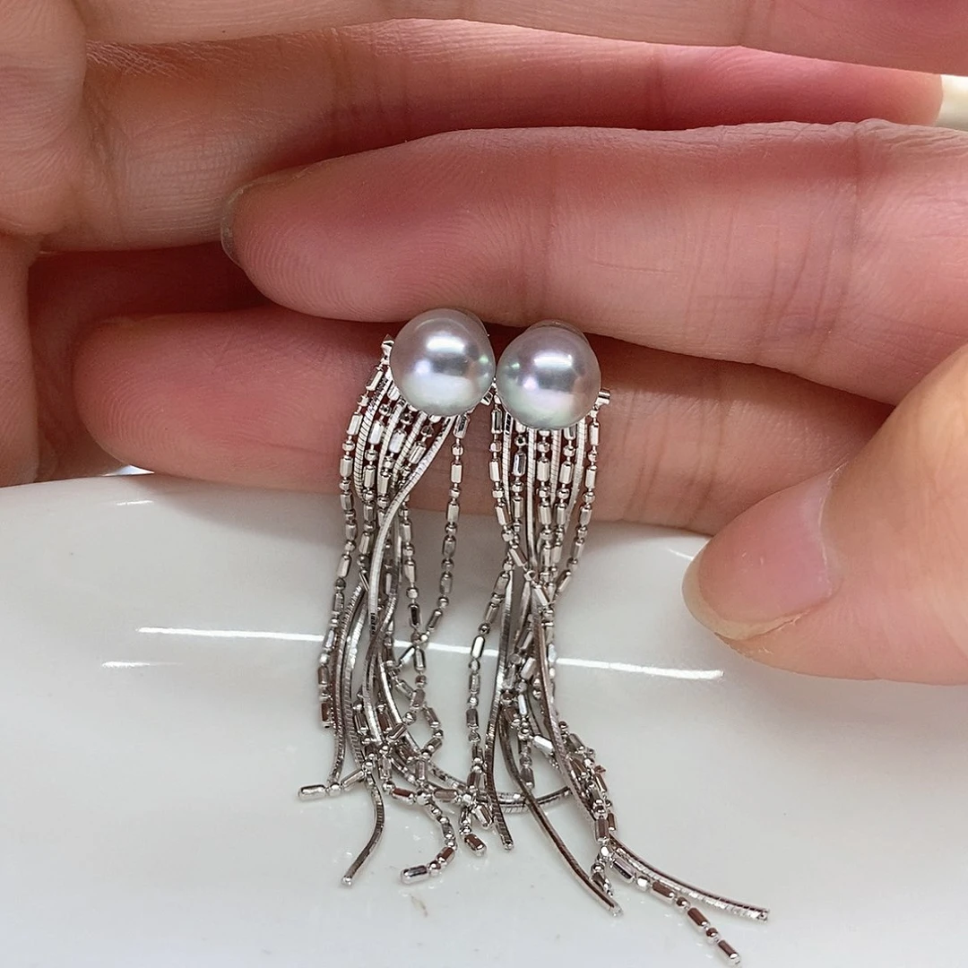 是***à银S925镶嵌海水珍珠耳饰