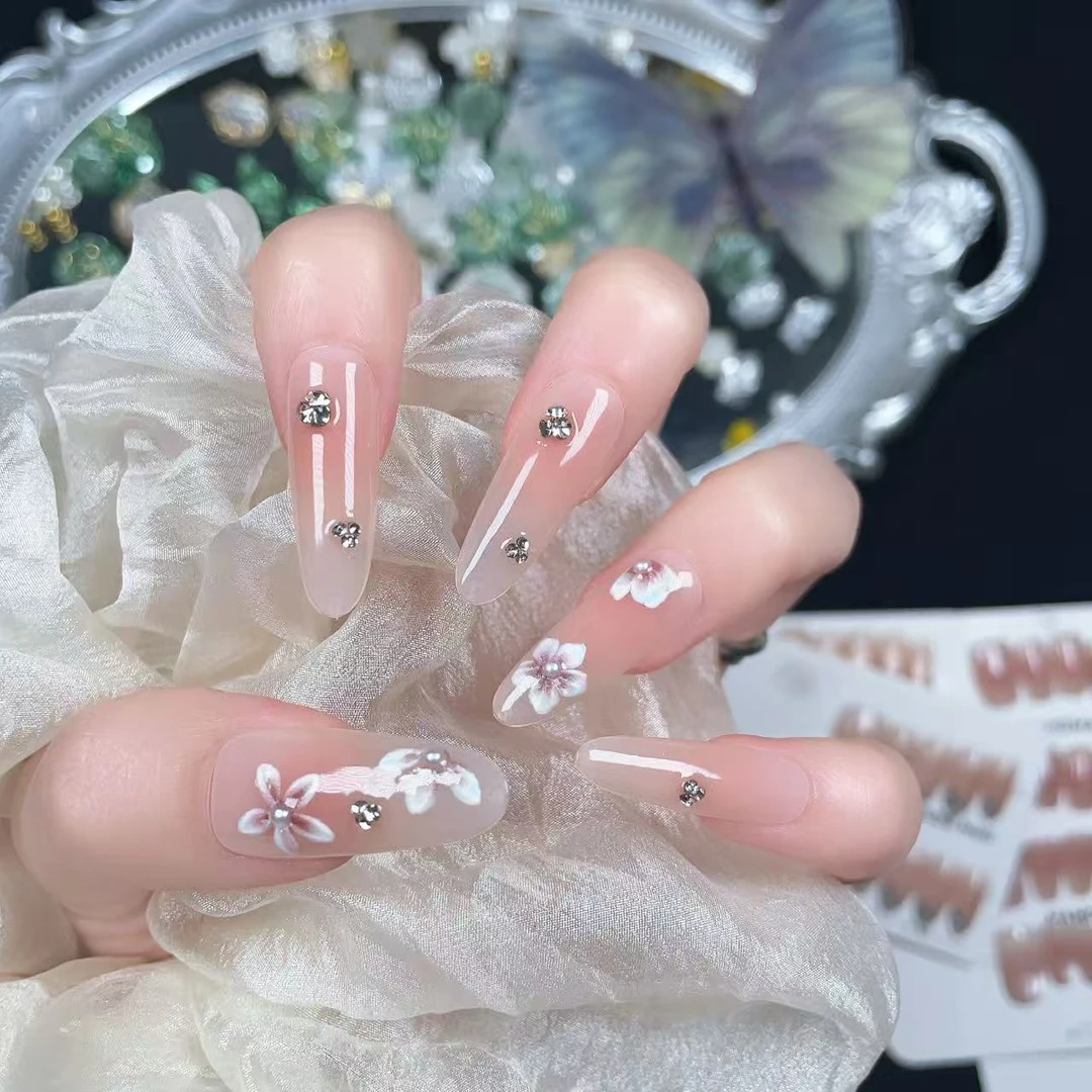 【花漾晶露】清雅风长款手工穿戴甲