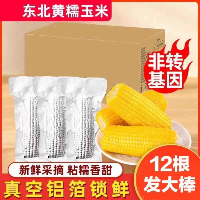 【试吃两根】东北黄糯拉丝玉米软糯香甜铝箔包装12支6.5-7斤