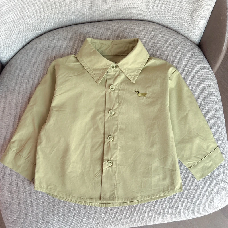 【水洗棉衬衫 小乐妈咪】宝宝衬衣春季男女童外套装儿童打底衫B14
