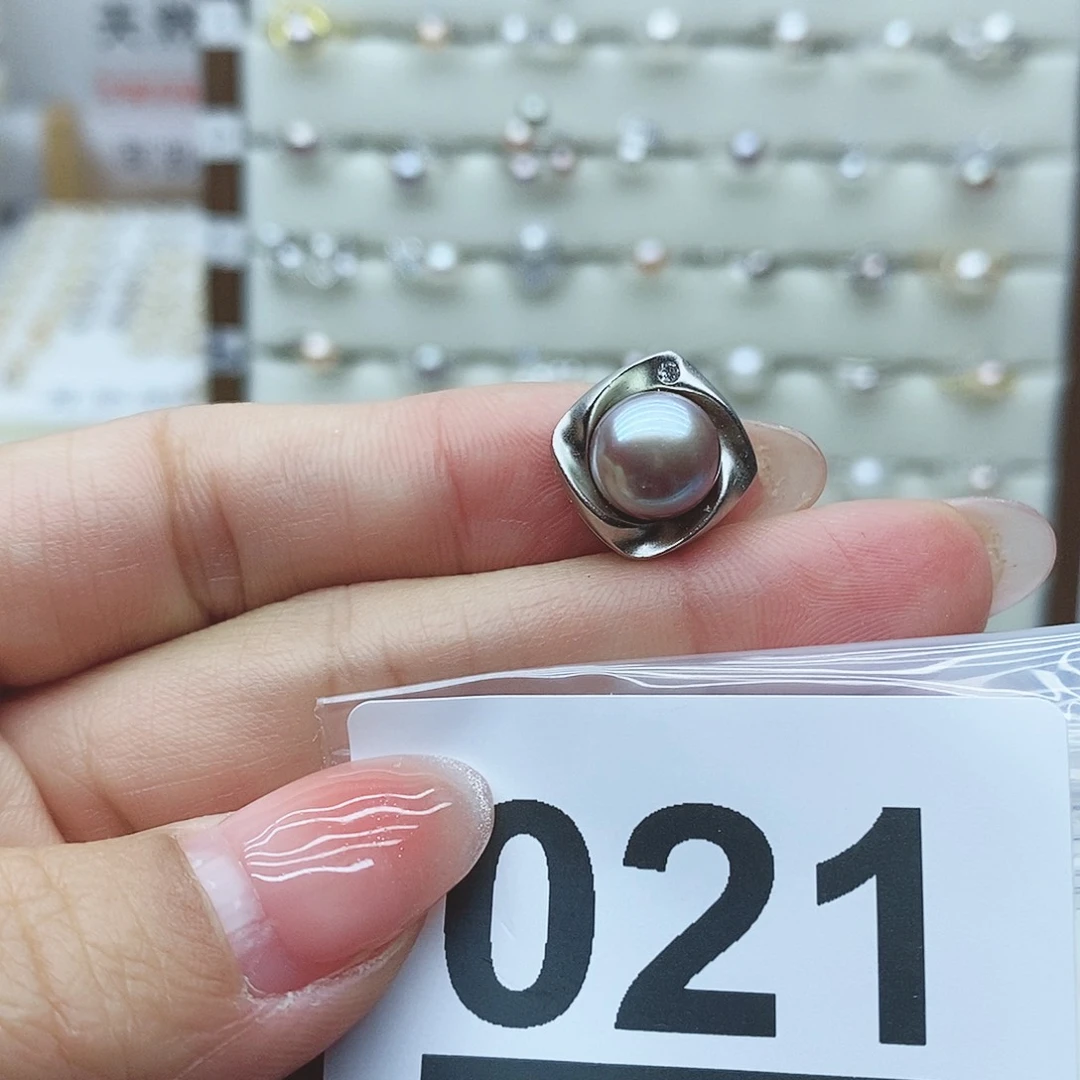 淡水珍珠戒指银S925镶嵌C***h021