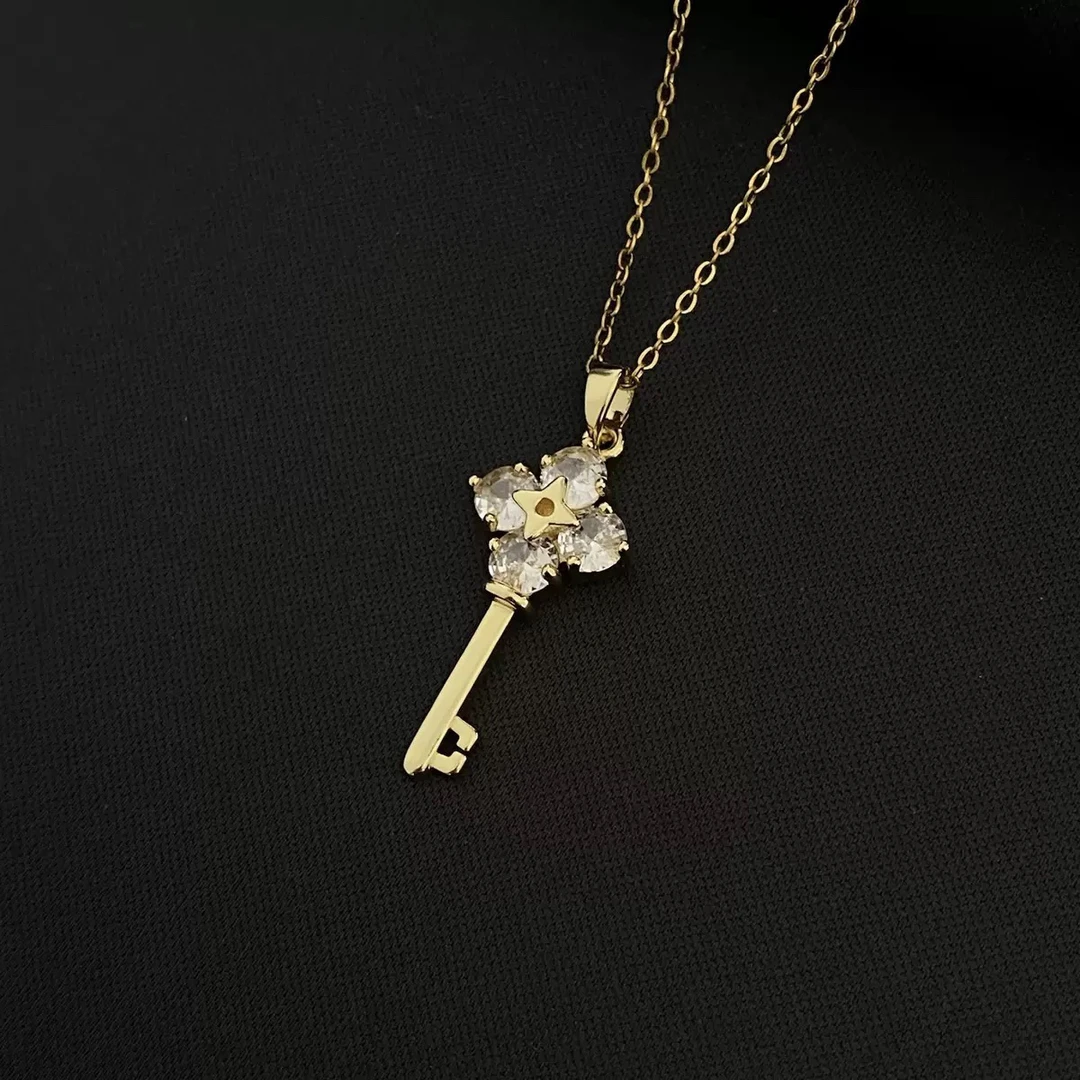 钛钢锆石项链 爆闪小号钥匙项链 高级定制系列 链长40+6cm X46