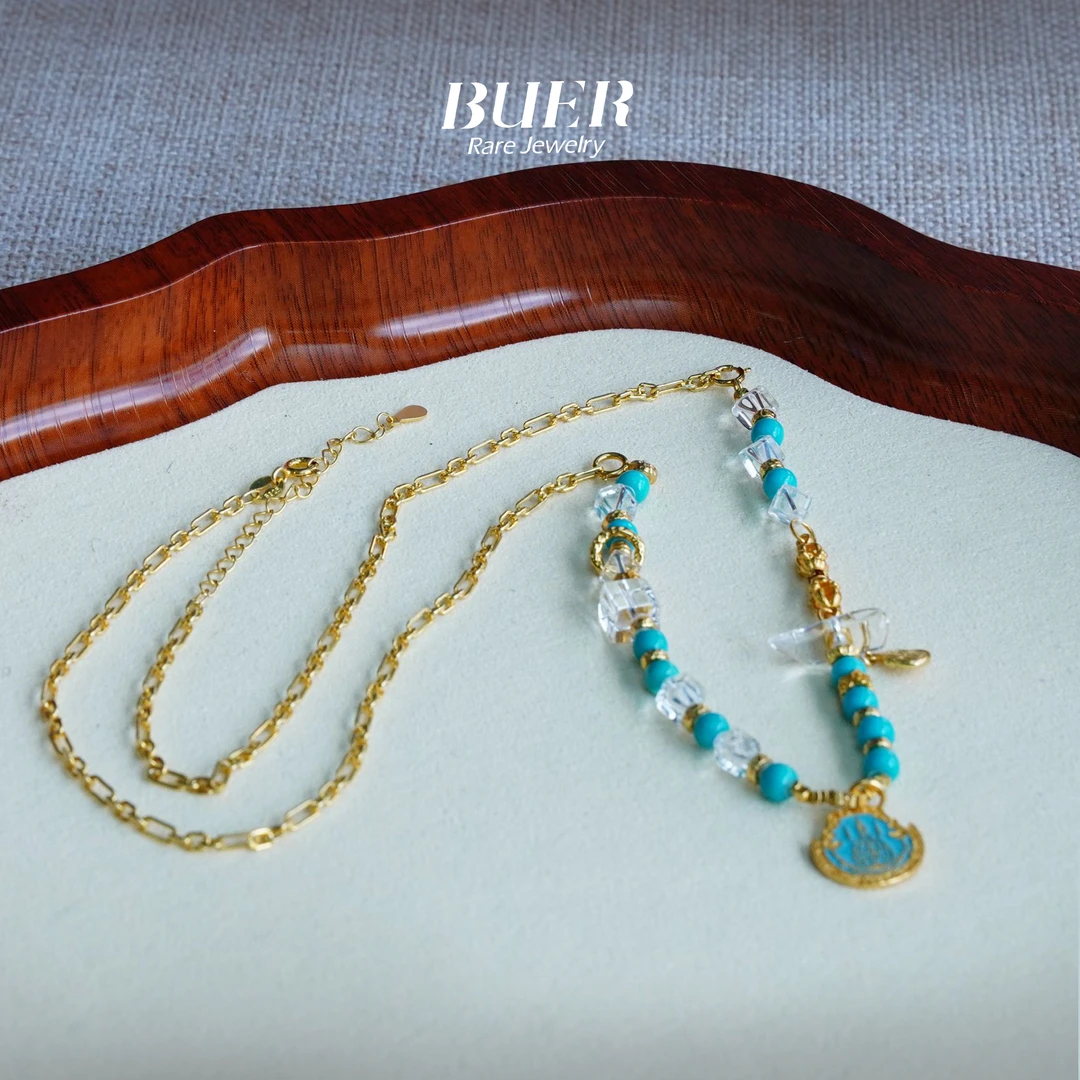 【不二】睡美人蓝松银镶项链