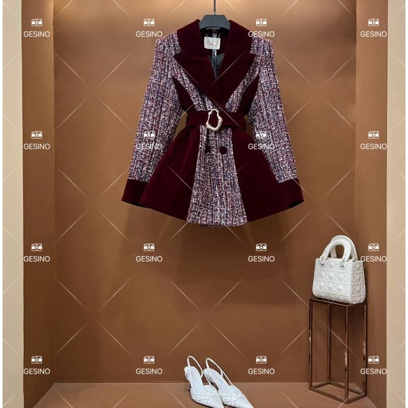 【悠悠】秋冬气质小香风时尚设计师中长款外套 QD-2025368