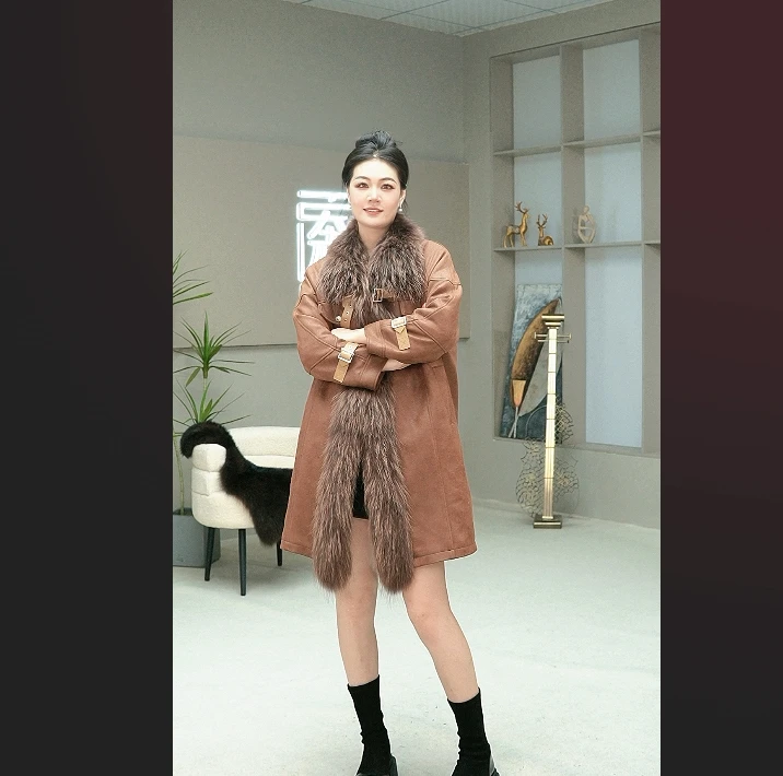 【锅锅】皮草 2025新款可拆卸鹅绒皮草皮毛一体短款宽松百搭派克服
