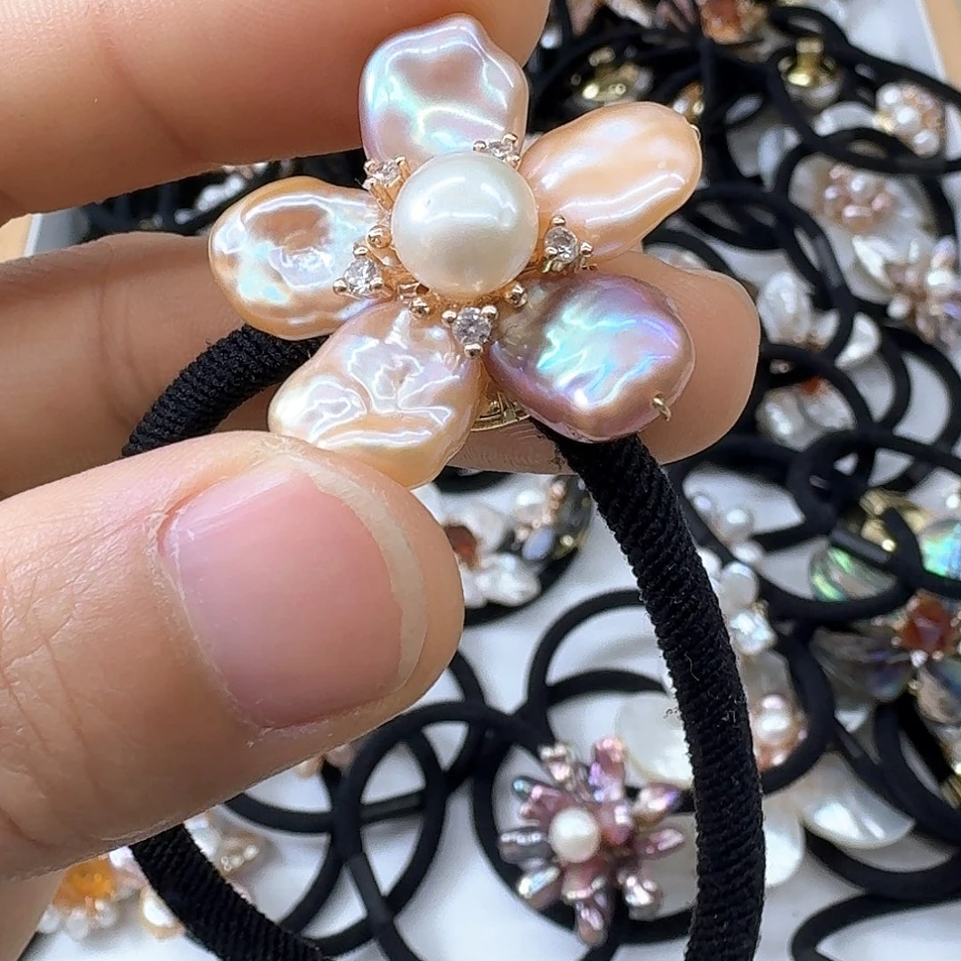 银S925镶嵌淡水珍珠发饰