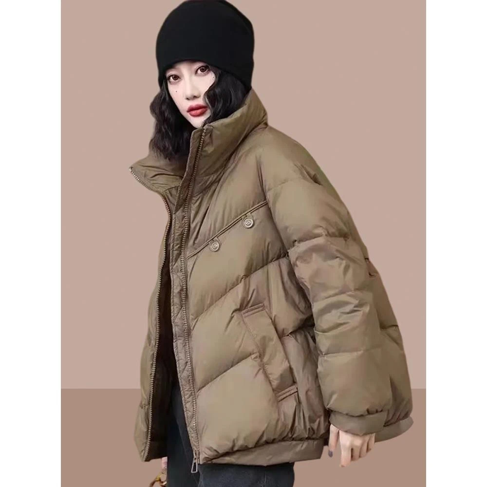 流行的羽绒服妇女2025年冬季新面包外衣为小人儿宽松加厚棉外衣和