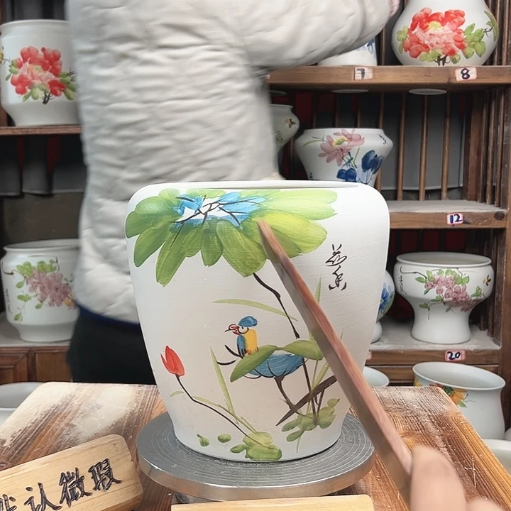 摆件苹果荷花鸟新款陶瓷陶瓷