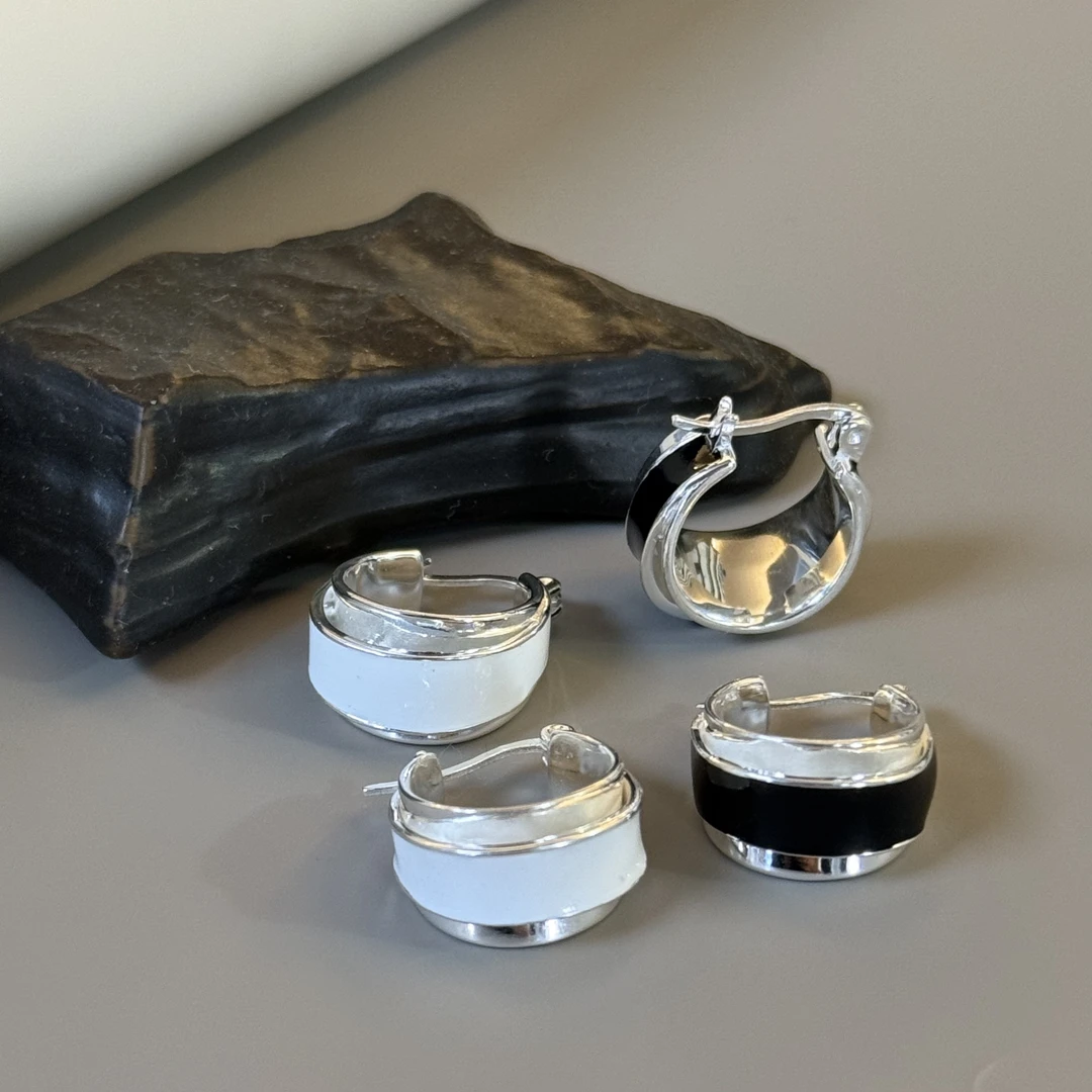 925银耳饰 E1815   简韩新款双色小众气质耳环